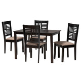 Deanna Modern Fabric and Finished Wood 5-Piece Dining Set