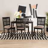 Baxton Studio Deanna Modern Beige Fabric and Dark Brown Finished Wood 5-Piece Dining Set