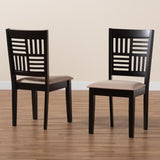 Baxton Studio Deanna Modern Beige Fabric and Dark Brown Finished Wood 2-Piece Dining Chair Set