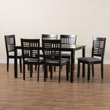 Baxton Studio Deanna Modern Grey Fabric and Dark Brown Finished Wood 7-Piece Dining Set