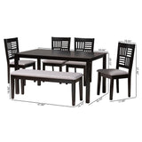 Baxton Studio Deanna Modern Grey Fabric and Dark Brown Finished Wood 6-Piece Dining Set