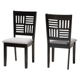 Baxton Studio Deanna Modern Grey Fabric and Dark Brown Finished Wood 2-Piece Dining Chair Set