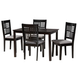 Baxton Studio Deanna Modern Grey Fabric and Dark Brown Finished Wood 5-Piece Dining Set