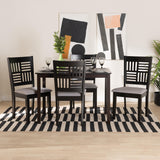 Baxton Studio Deanna Modern Grey Fabric and Dark Brown Finished Wood 5-Piece Dining Set