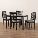 Baxton Studio Deanna Modern Grey Fabric and Dark Brown Finished Wood 5-Piece Dining Set