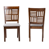 Baxton Studio Deanna Modern Grey Fabric and Walnut Brown Finished Wood 2-Piece Dining Chair Set