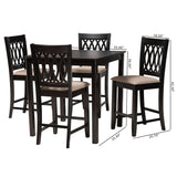 Baxton Studio Florencia Modern Beige Fabric and Espresso Brown Finished Wood 5-Piece Pub Set