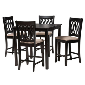 Baxton Studio Florencia Modern Beige Fabric and Espresso Brown Finished Wood 5-Piece Pub Set