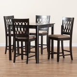 Baxton Studio Florencia Modern Beige Fabric and Espresso Brown Finished Wood 5-Piece Pub Set