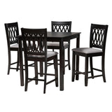 Baxton Studio Florencia Modern Grey Fabric and Espresso Brown Finished Wood 5-Piece Pub Set