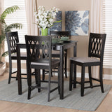 Baxton Studio Florencia Modern Grey Fabric and Espresso Brown Finished Wood 5-Piece Pub Set