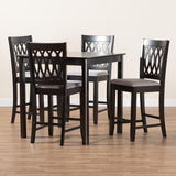 Baxton Studio Florencia Modern Grey Fabric and Espresso Brown Finished Wood 5-Piece Pub Set