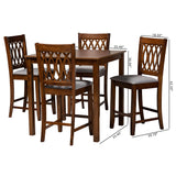 Baxton Studio Florencia Modern Grey Fabric and Walnut Brown Finished Wood 5-Piece Pub Set