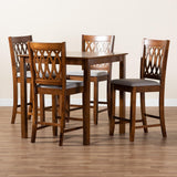 Baxton Studio Florencia Modern Grey Fabric and Walnut Brown Finished Wood 5-Piece Pub Set