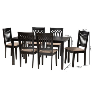 Baxton Studio Genesis Modern Beige Fabric and Dark Brown Finished Wood 7-Piece Dining Set