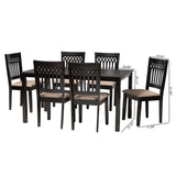 Baxton Studio Genesis Modern Beige Fabric and Dark Brown Finished Wood 7-Piece Dining Set