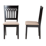 Baxton Studio Genesis Modern Beige Fabric and Dark Brown Finished Wood 2-Piece Dining Chair Set