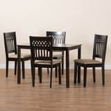 Baxton Studio Genesis Modern Beige Fabric and Dark Brown Finished Wood 5-Piece Dining Set