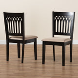 Baxton Studio Genesis Modern Beige Fabric and Dark Brown Finished Wood 2-Piece Dining Chair Set