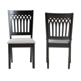 Baxton Studio Genesis Modern Grey Fabric and Dark Brown Finished Wood 2-Piece Dining Chair Set