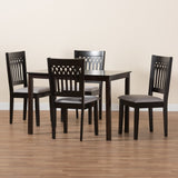 Baxton Studio Genesis Modern Grey Fabric and Dark Brown Finished Wood 5-Piece Dining Set