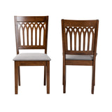 Baxton Studio Genesis Modern Grey Fabric and Walnut Brown Finished Wood 2-Piece Dining Chair Set