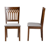 Baxton Studio Genesis Modern Grey Fabric and Walnut Brown Finished Wood 2-Piece Dining Chair Set