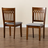 Baxton Studio Genesis Modern Grey Fabric and Walnut Brown Finished Wood 2-Piece Dining Chair Set