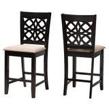 Baxton Studio Abigail Modern Beige Fabric and Dark Brown Finished Wood 2-Piece Counter Stool Set