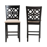 Baxton Studio Abigail Modern Beige Fabric and Dark Brown Finished Wood 2-Piece Counter Stool Set