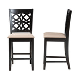 Baxton Studio Abigail Modern Beige Fabric and Dark Brown Finished Wood 2-Piece Counter Stool Set