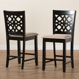 Baxton Studio Abigail Modern Beige Fabric and Dark Brown Finished Wood 2-Piece Counter Stool Set