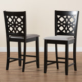 Baxton Studio Abigail Modern Grey Fabric and Dark Brown Finished Wood 2-Piece Counter Stool Set