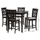 Baxton Studio Abigail Modern Grey Fabric and Dark Brown Finished Wood 5-Piece Pub Set