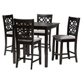 Baxton Studio Abigail Modern Grey Fabric and Dark Brown Finished Wood 5-Piece Pub Set