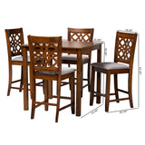 Baxton Studio Abigail Modern Grey Fabric and Walnut Brown Finished Wood 5-Piece Pub Set