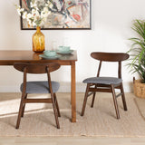 Baxton Studio Ulyana Mid-Century Grey Fabric and Dirty Oak Finished Wood 2-Piece Dining Chair Set