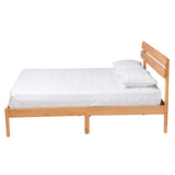 Baxton Studio Quincia Japandi Sandy Brown Finished Wood Queen Size Platform Bed