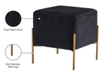 Isla Velvet / Engineered Wood / Stainless Steel / Foam Contemporary Black Velvet Ottoman/Stool - 15.5" W x 15.5" D x 17.5" H