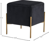 Isla Velvet / Engineered Wood / Stainless Steel / Foam Contemporary Black Velvet Ottoman/Stool - 15.5" W x 15.5" D x 17.5" H