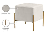 Isla Velvet / Engineered Wood / Stainless Steel / Foam Contemporary Cream Velvet Ottoman/Stool - 15.5" W x 15.5" D x 17.5" H