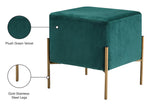 Isla Velvet / Engineered Wood / Stainless Steel / Foam Contemporary Green Velvet Ottoman/Stool - 15.5" W x 15.5" D x 17.5" H