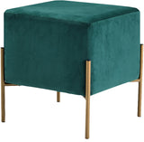 Isla Velvet / Engineered Wood / Stainless Steel / Foam Contemporary Green Velvet Ottoman/Stool - 15.5" W x 15.5" D x 17.5" H