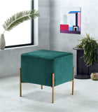 Isla Velvet / Engineered Wood / Stainless Steel / Foam Contemporary Green Velvet Ottoman/Stool - 15.5" W x 15.5" D x 17.5" H