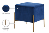 Isla Velvet / Engineered Wood / Stainless Steel / Foam Contemporary Navy Velvet Ottoman/Stool - 15.5" W x 15.5" D x 17.5" H