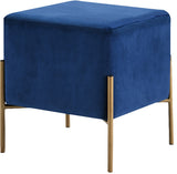 Isla Velvet / Engineered Wood / Stainless Steel / Foam Contemporary Navy Velvet Ottoman/Stool - 15.5" W x 15.5" D x 17.5" H