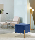 Isla Velvet / Engineered Wood / Stainless Steel / Foam Contemporary Navy Velvet Ottoman/Stool - 15.5" W x 15.5" D x 17.5" H