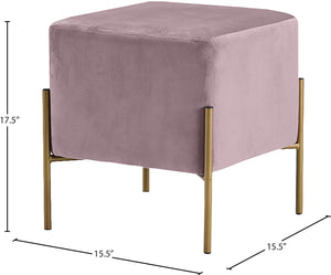 Isla Velvet / Engineered Wood / Stainless Steel / Foam Contemporary Pink Velvet Ottoman/Stool - 15.5" W x 15.5" D x 17.5" H