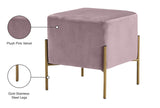 Isla Velvet / Engineered Wood / Stainless Steel / Foam Contemporary Pink Velvet Ottoman/Stool - 15.5" W x 15.5" D x 17.5" H