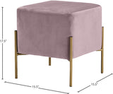 Isla Velvet / Engineered Wood / Stainless Steel / Foam Contemporary Pink Velvet Ottoman/Stool - 15.5" W x 15.5" D x 17.5" H